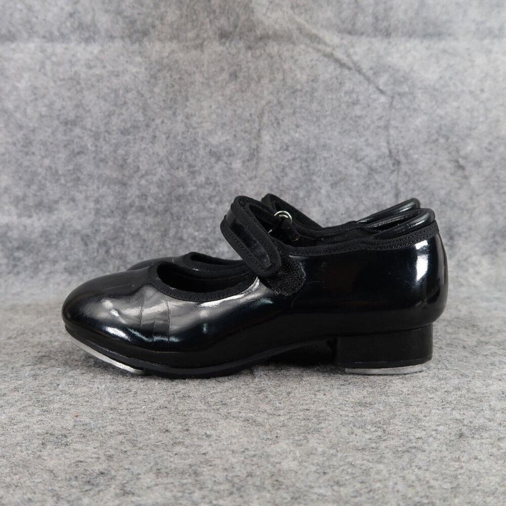 Tap Shoes Girls 12.5 Mary Jane Dance Black Patent Adjustable Strap Classic Kids - Picture 6 of 15